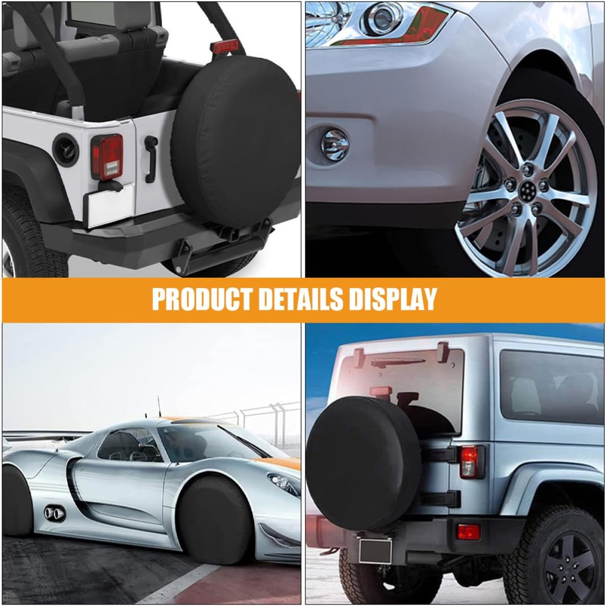 Unomor 2pcs Trailer Spare Tire Cover Wheel Protector for Rv Truck and Camper Material Non-Scratch Backing for Weather