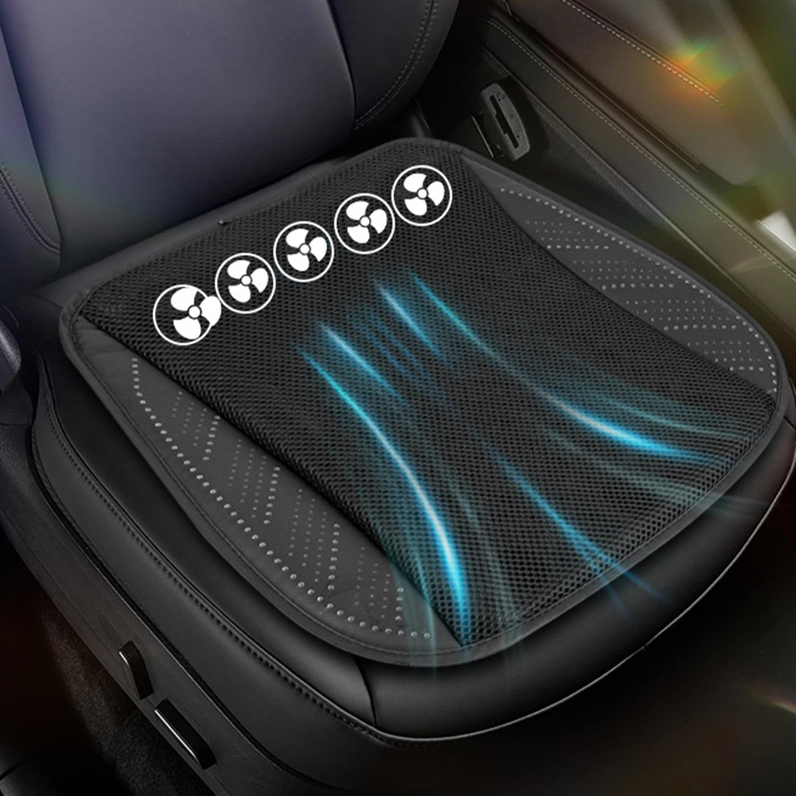 Generisch Refrigeratore per sedile auto, copertura per sedile auto, con ventola, anti-sudore, ventilazione e traspirazione, 3 velocità regolabili, di raffreddamento per lunghi viaggi
