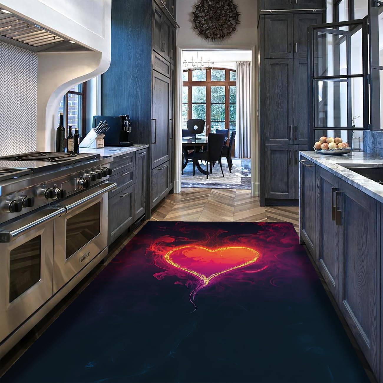 Tappeto lavabile per area cuore 140x180cm Tappeto morbido da interno al neon con stampa di cuori luminosi per ingresso cucina Nursery romantico ama il pelo basso