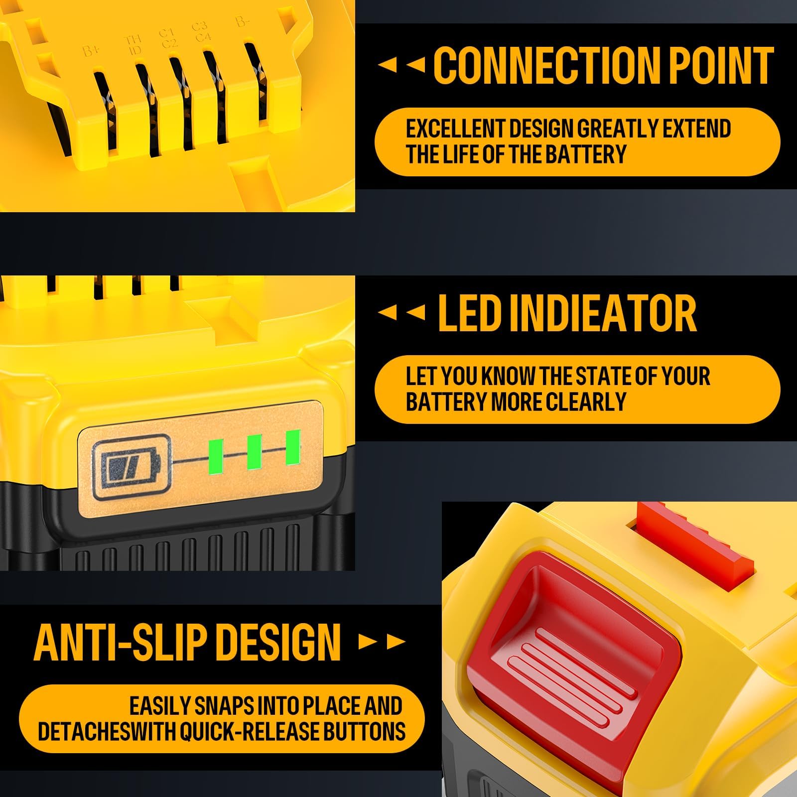 2X 20V 18V 6Ah DREAMDASH Batterie de Remplacement pour Dewalt Batterie