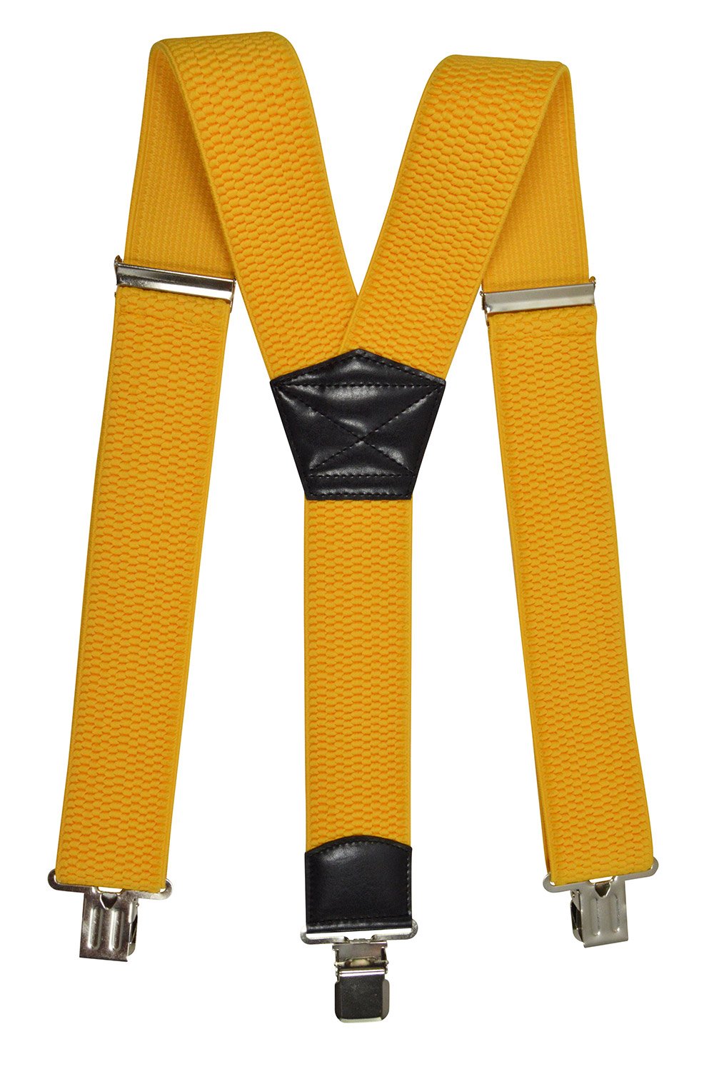 Olata Men's Heavy Duty Y-Shape Braces/Suspenders with Extra Wide Straps - 5cm. Yellow