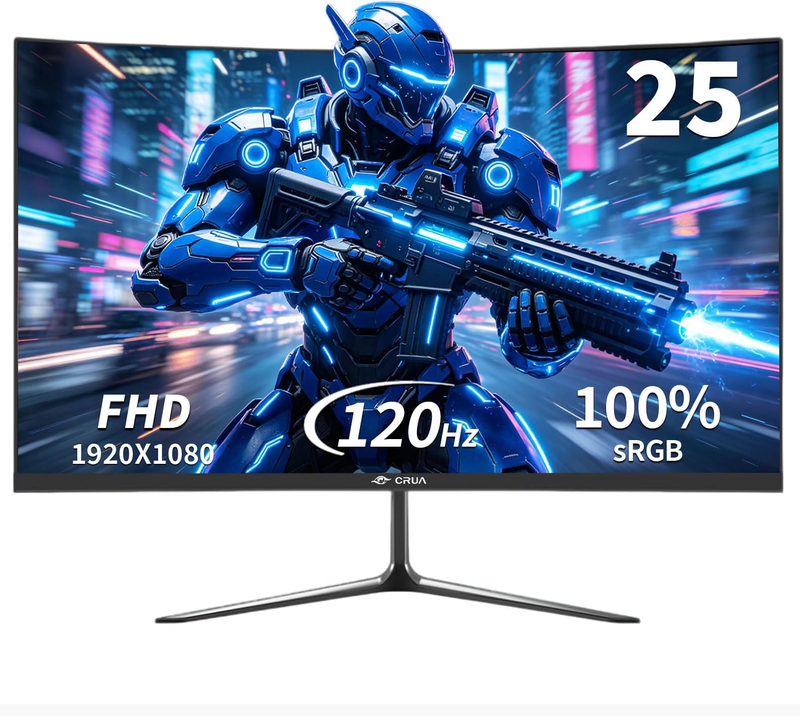 CRUA 24.5 Inch Curved Gaming Monitor 120Hz, Full HD 1080P IPS Display, 1ms MPRT, 3000R Screen, FreeSync, 100% sRGB, HDMI, VESA Mount, Eye Care – PC Monitor for Gaming & Office