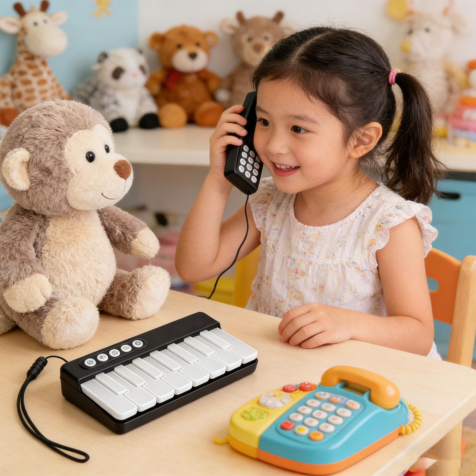 XUMIUZIY Compact Keyboard Piano for Kids, Electronic Light Up Keyboard Piano with 7 Color Gradient Lights, Music Educational Instrument Toy for Girls and Boys - Black — view 8