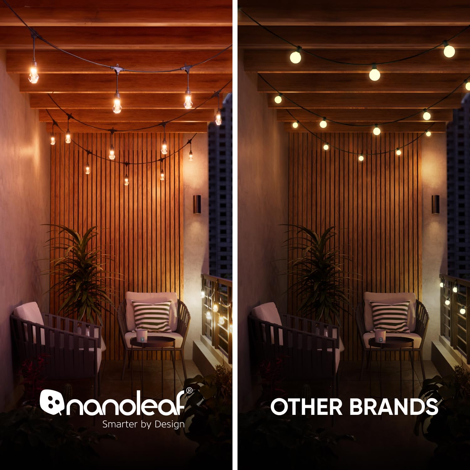 Nanoleaf Essentials Matter inteligentne wielokolorowe zewnętrzne łańcuchy świetlne rozszerzenie z adresowalnymi żarówkami LED RGBICW, białe i zmieniające kolory, Wi-Fi + Bluetooth, wodoodporność IP 65