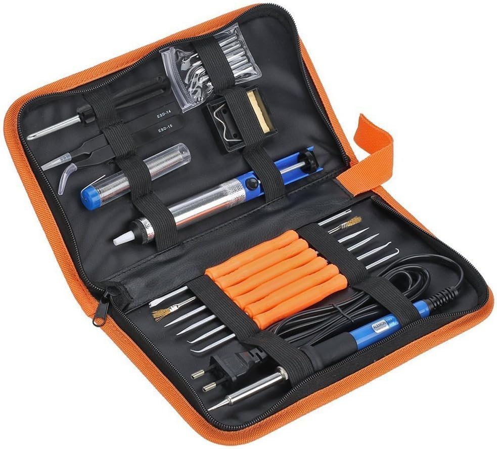 Soldering Iron, Adjustable Temperature Soldering lron Kit with 5 PCS Soldering Tips, Desoldering Pump, Soldering Iron Station, Tweezers, ect.
