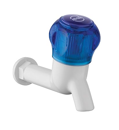 Axtry Mak ABS Plastic Water Tap/Long Body Plastic Bib Cock/Routing Tap/Washing Area/Kitchen Sink Tap/Bathroom Bibcock for Hot & Cold Water/Basins Cock (1/2 Inch  15mm) (Pack Of 1, Blue)