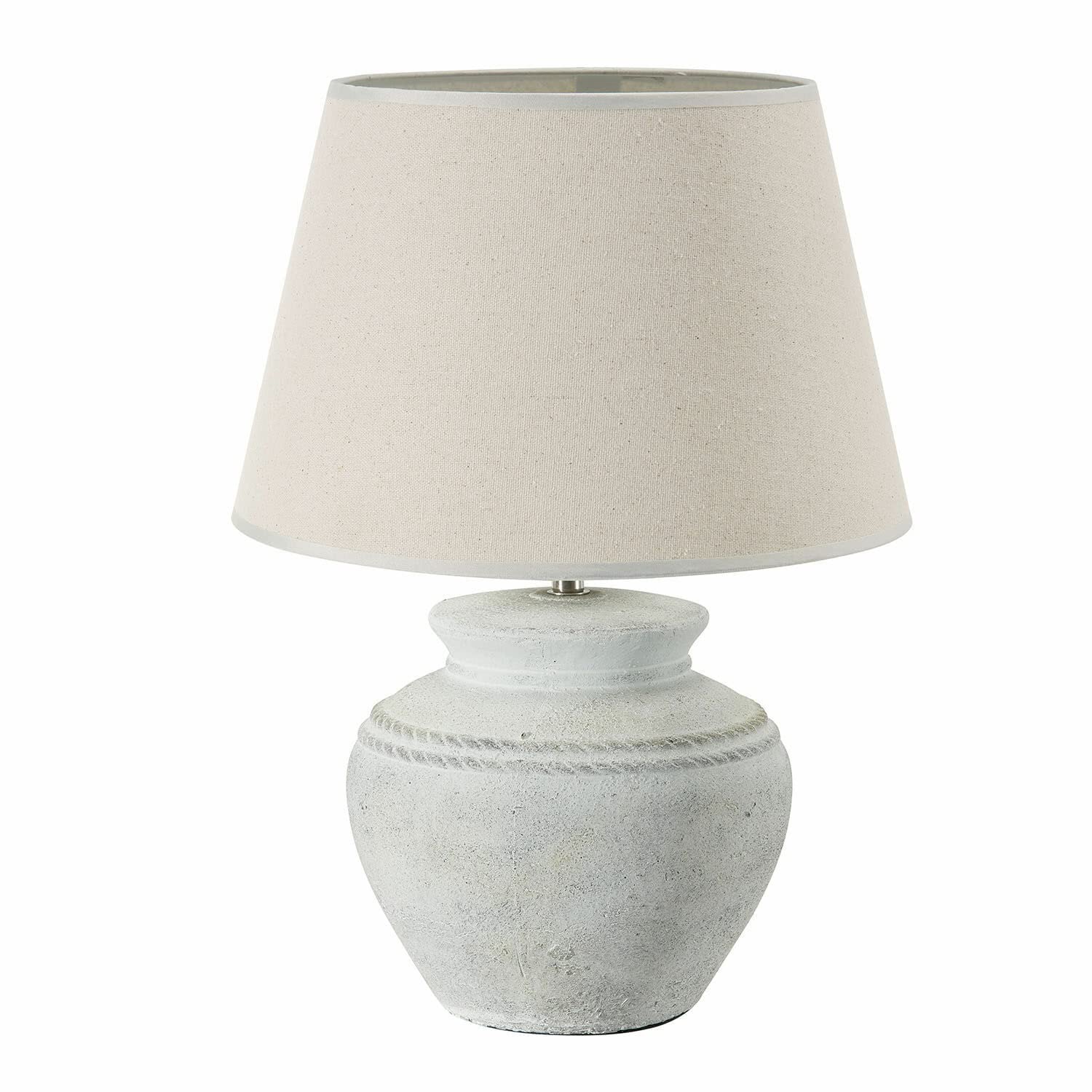 Loberon Tischlampe Cleveland - antikweiÃŸ | Kunstvoll Gearbeiteter Fuß - im Antik-Look - Zeitloses Design - Tischleuchte - Wohn-Accessoire - Keramik - Leinen