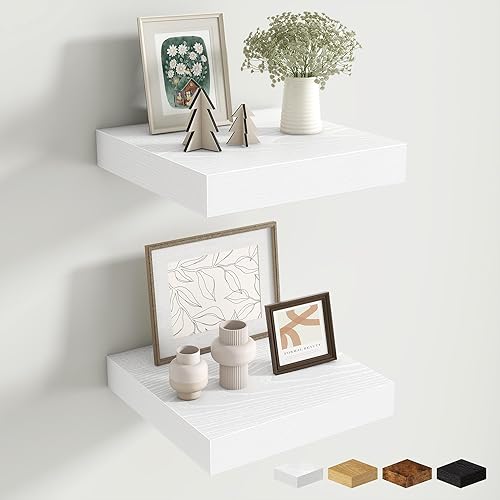 Fun Memories Floating Shelves for Wall 10 Inch, 10 Inch Deep Square Wall Shelves, Bathroom Storage Shelves Over Toilet, Wood Floating Shelves for