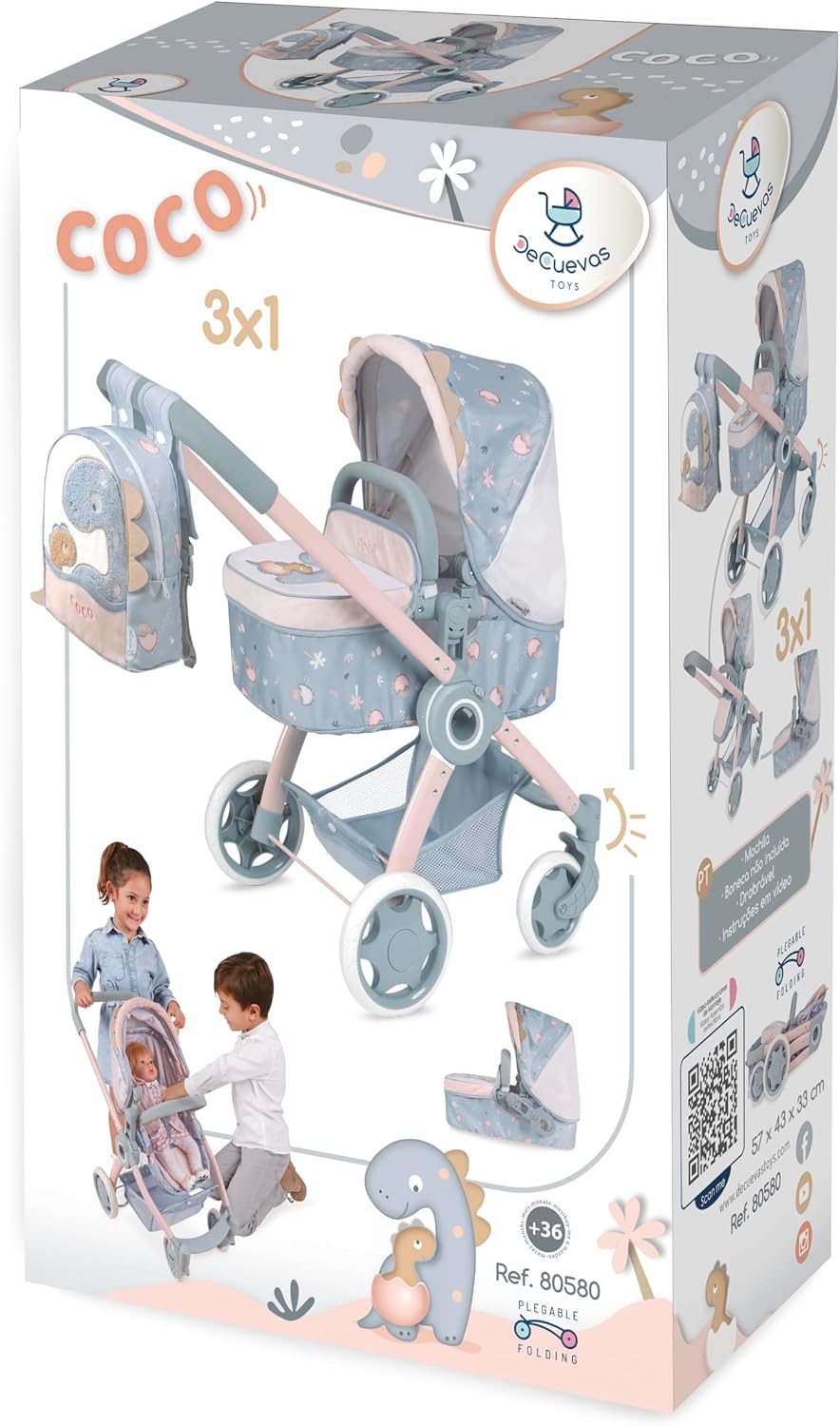 DeCuevas 80580 Foldable Coconut Doll Stroller