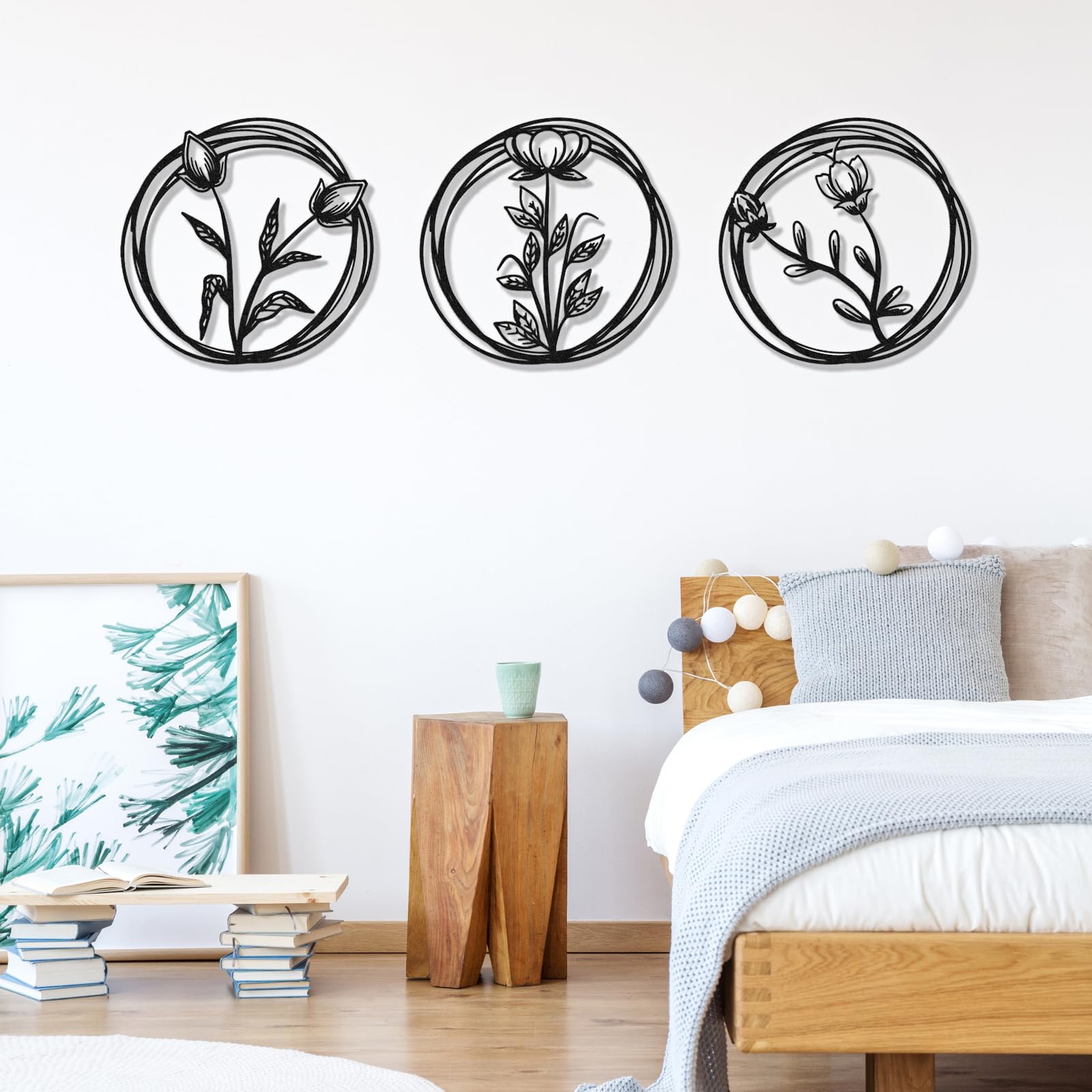 Metal Flower Wall Art: 3-piece Steel Home Decor - UK
