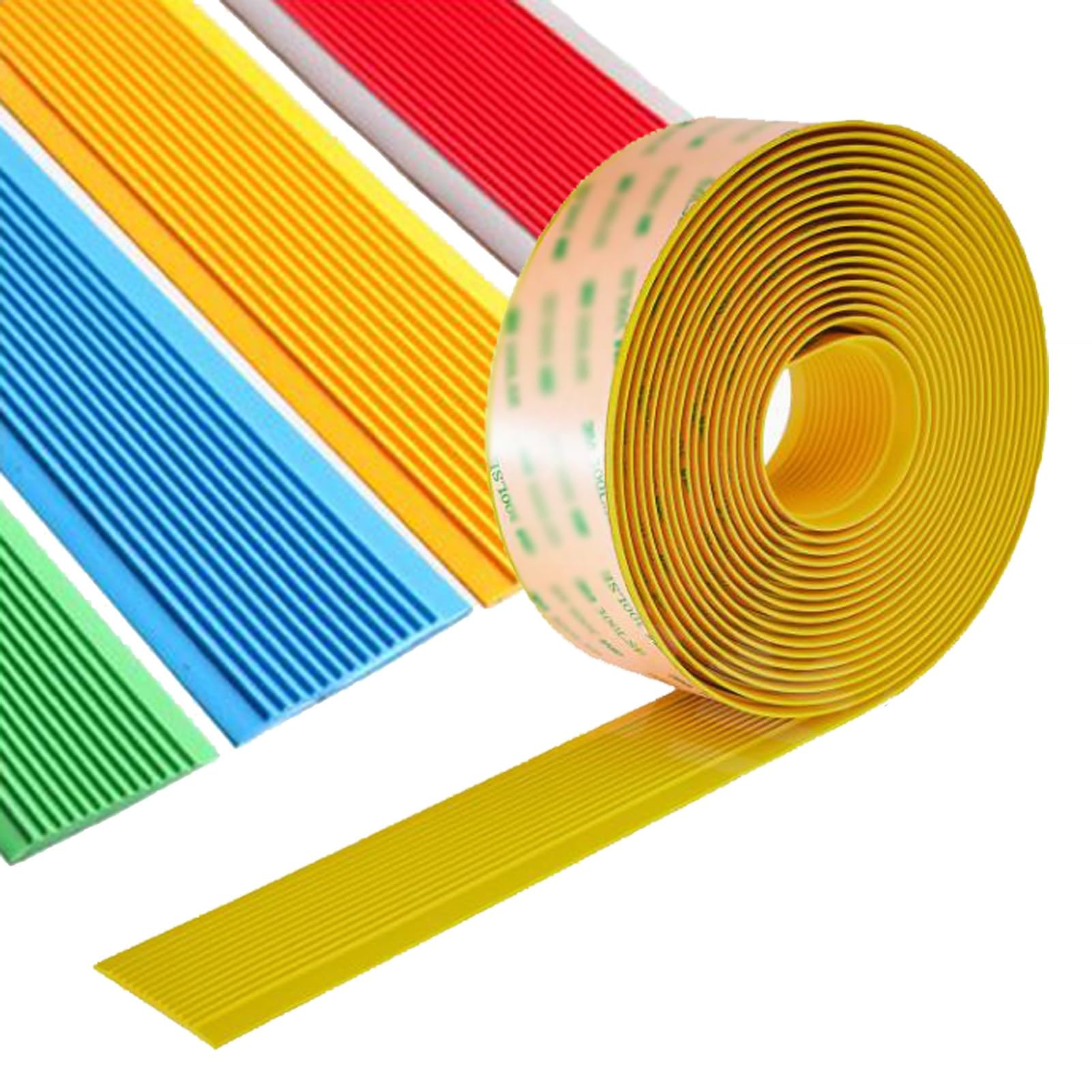 Self Adhesive Flexible PVC Stair Nosing Treads Anti-Slip Strip, Edge Protector Staircases Step Trim for Indoor Outdoor(Yellow,3cm)