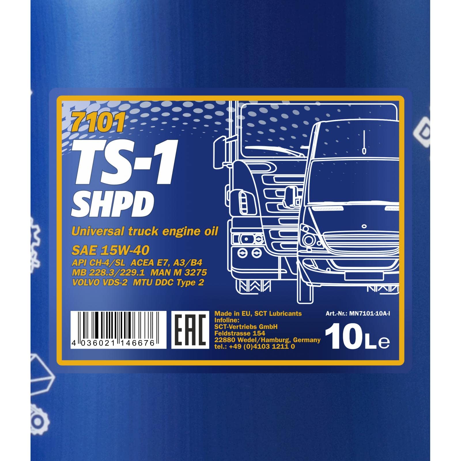 MANNOL Aceite de motor 15W-40 TS-1 Aceite mineral ACEA E3 ACEA A3/B3 ACEA A3/B4 API CG-4 API CH-4 API CF-4 API SL SHPD 10L Compatible con MERCEDES-BENZ Clase C T-modell S204 Clase E T-modell S212