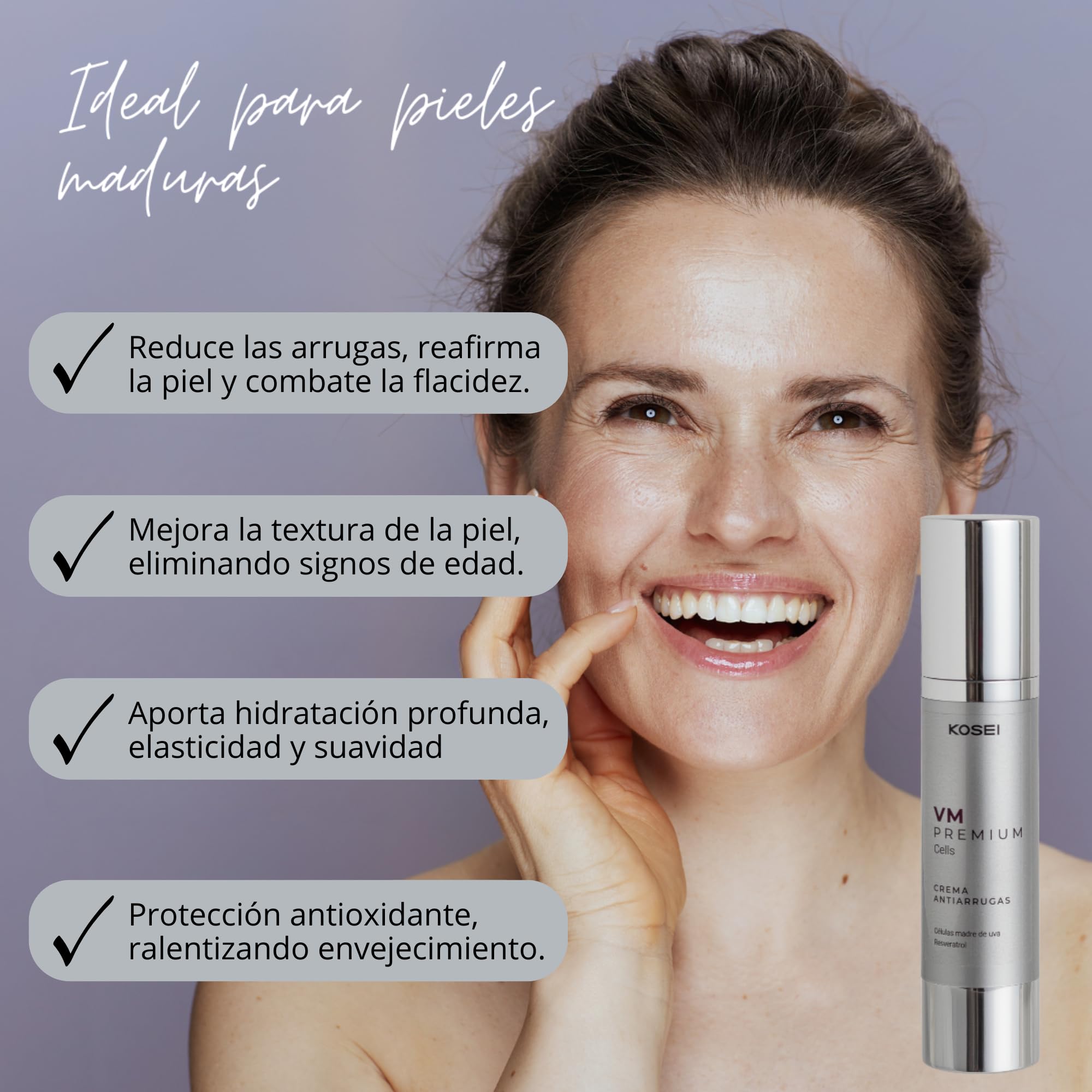 KOSEI | Crema Antiarrugas Mujer y Hombre | Crema Arrugas | Reduce las Arrugas y Reafirma la Piel | Crema Antiedad Hombre y Mujer | Aporta Hidratación y Elasticidad | Skincare | 50ml