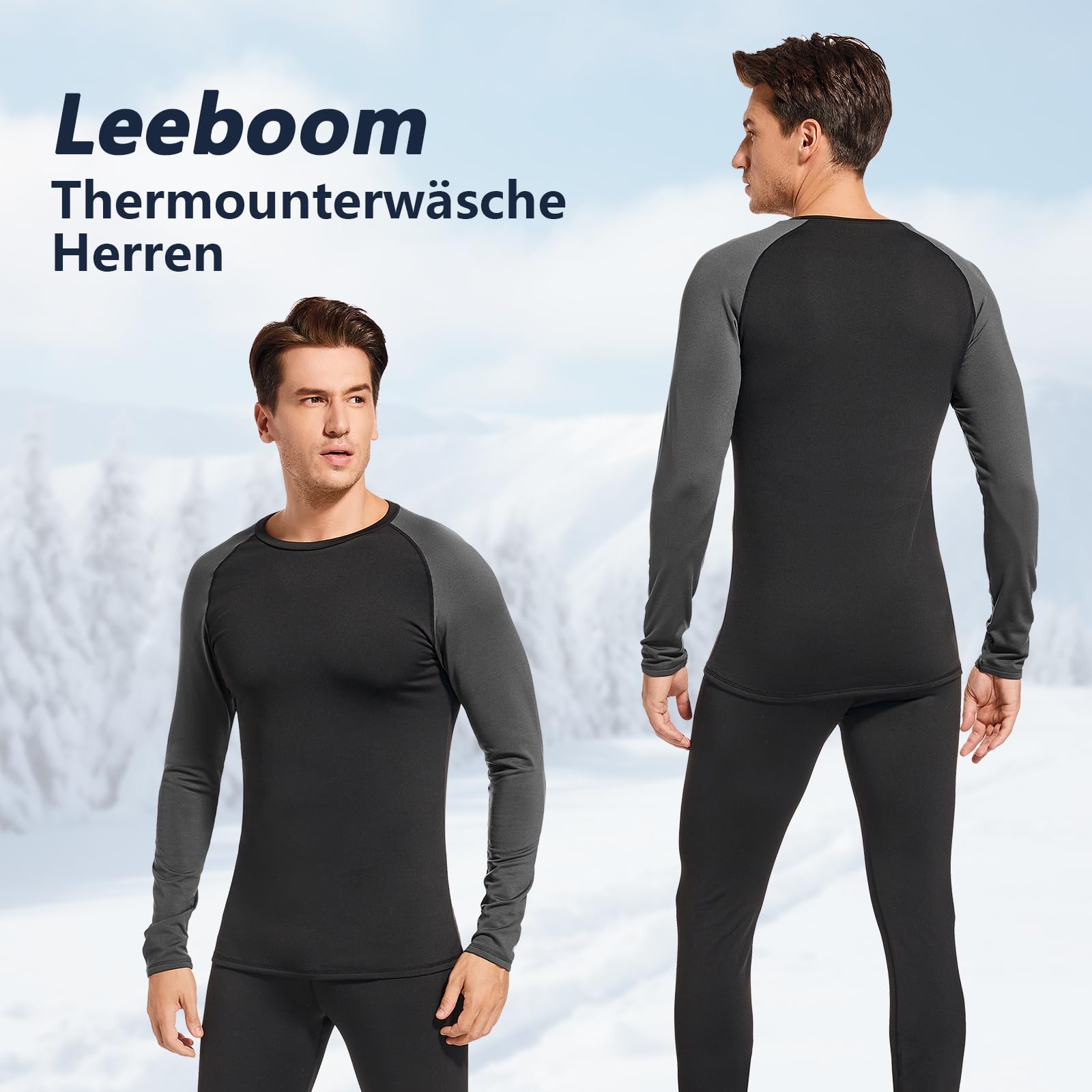 Leeboom Intimo Termico Uomo Invernale Tuta Termica Uomo Antivento Intimo Termico Sci Uomo Biancheria Intima Termica Set per Sci Palestra Ciclismo Corsa
