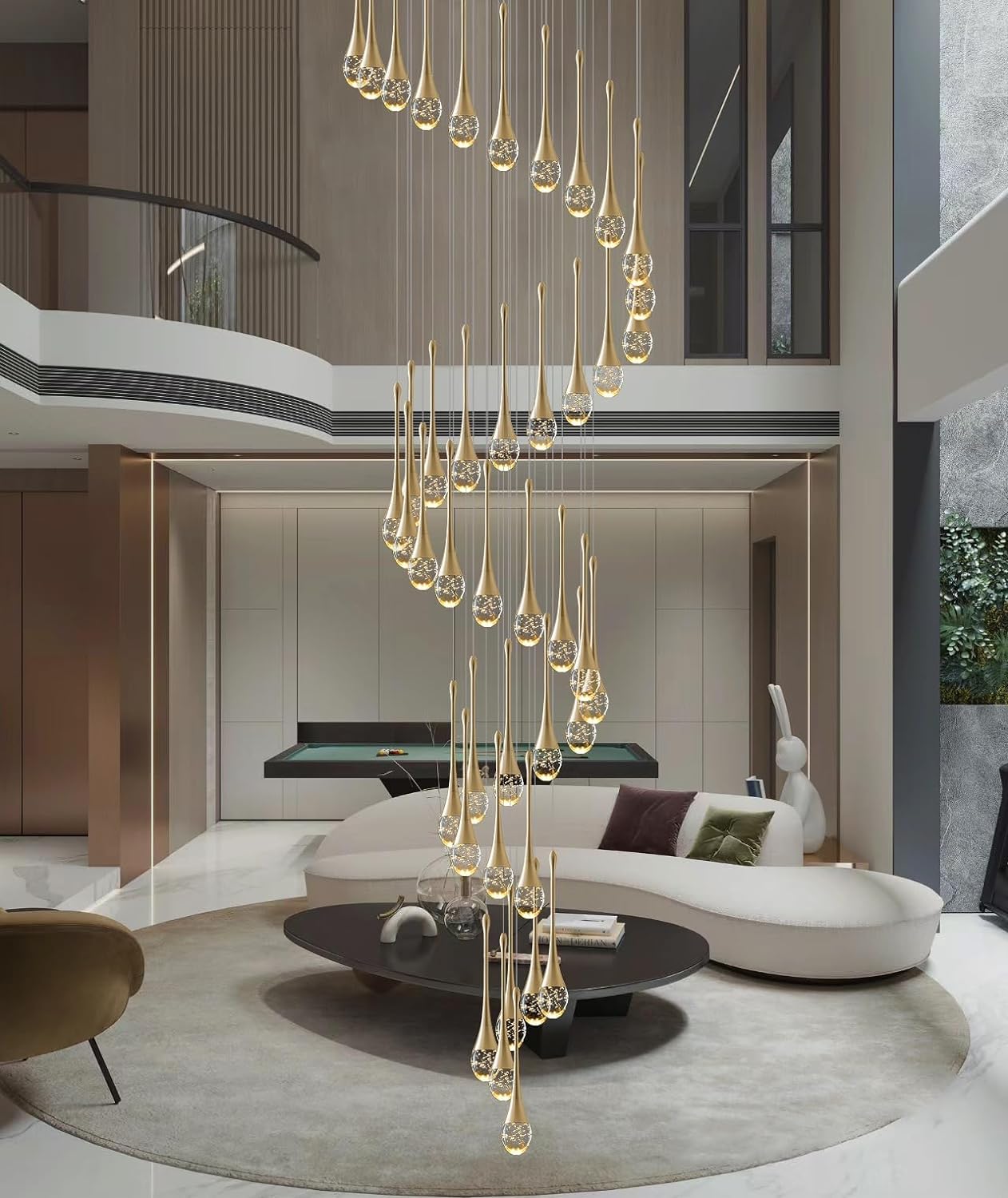PCXEHUYP H197 Foyer Chandeliers for high Ceiling Luxury Hanging Lights High Pendant Lighting Living Room Staircase Dimmable 2700K-6000K