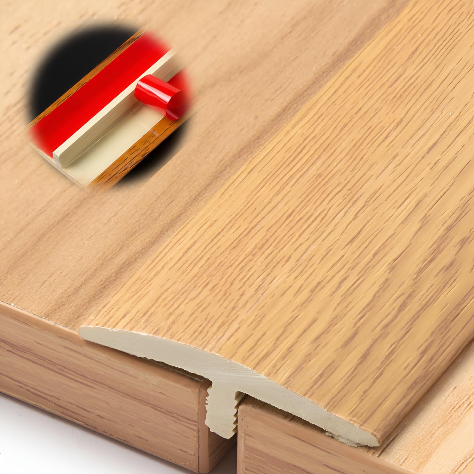 4cm/1.57in Wide, T Molding Floor Threshold Transition Strip, Laminate Floor Strip, Floor Flat Divider Strip, Water Proof, Self-Adhesive(Oak)