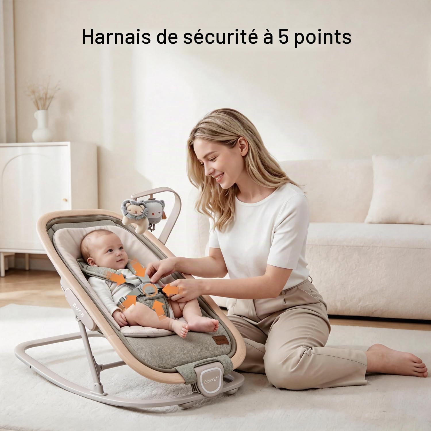 Gromast Transat 2-en-1 pour bébés, transat portable à 3 positions d'inclinaison, avec jouets suspendus et sac de transport - Vert