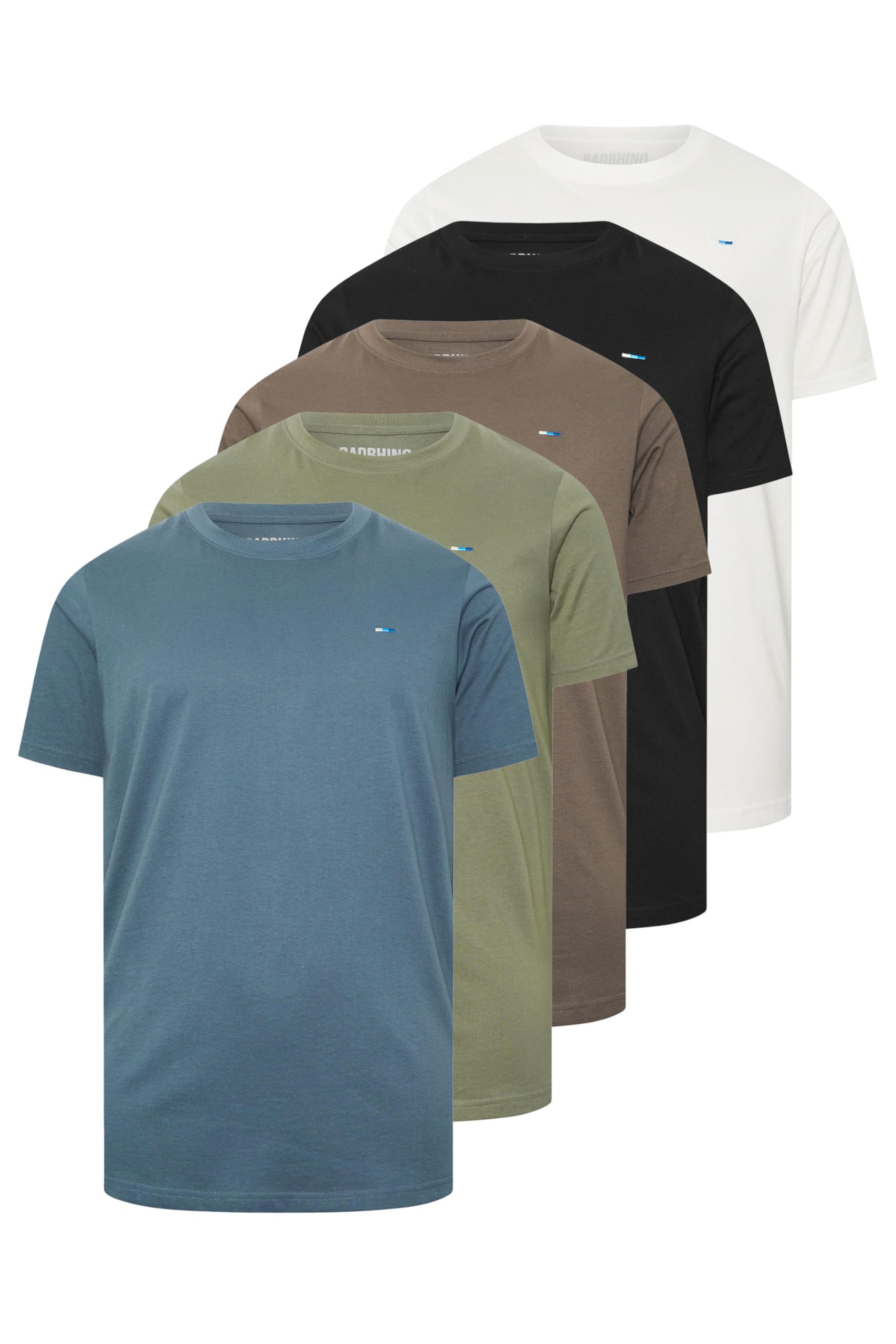 BadRhino 5 Pack Longline T-Shirt, Blue, Size 5-6Xl, Men