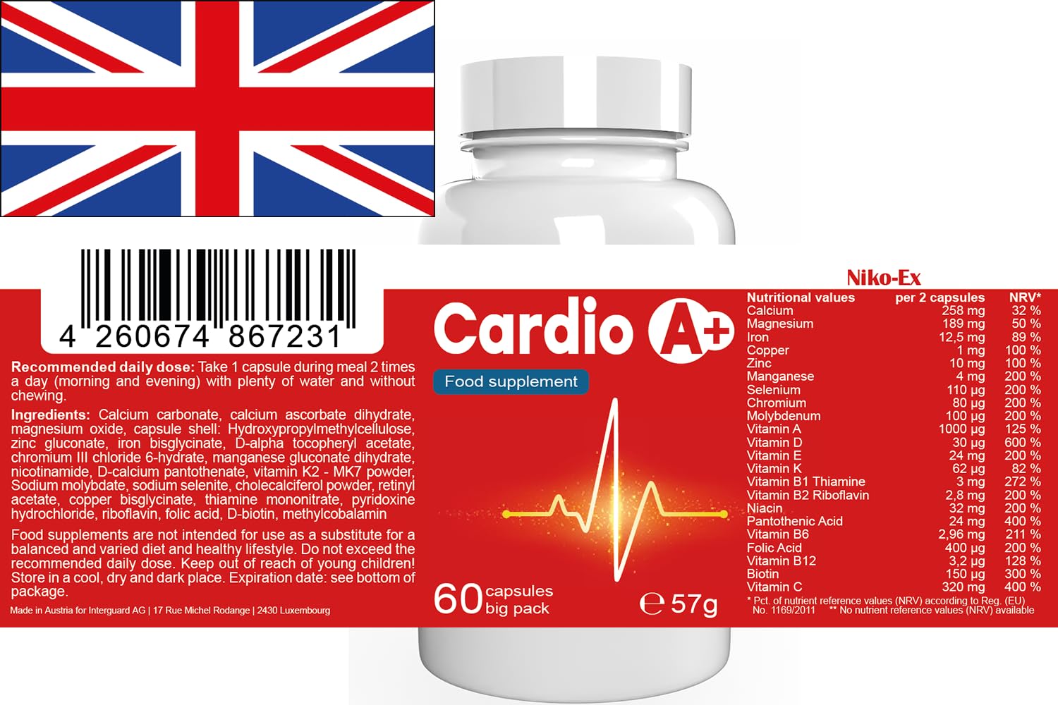 Cardio A - 180 Kapseln (3x 60 Kapseln), 3er Pack