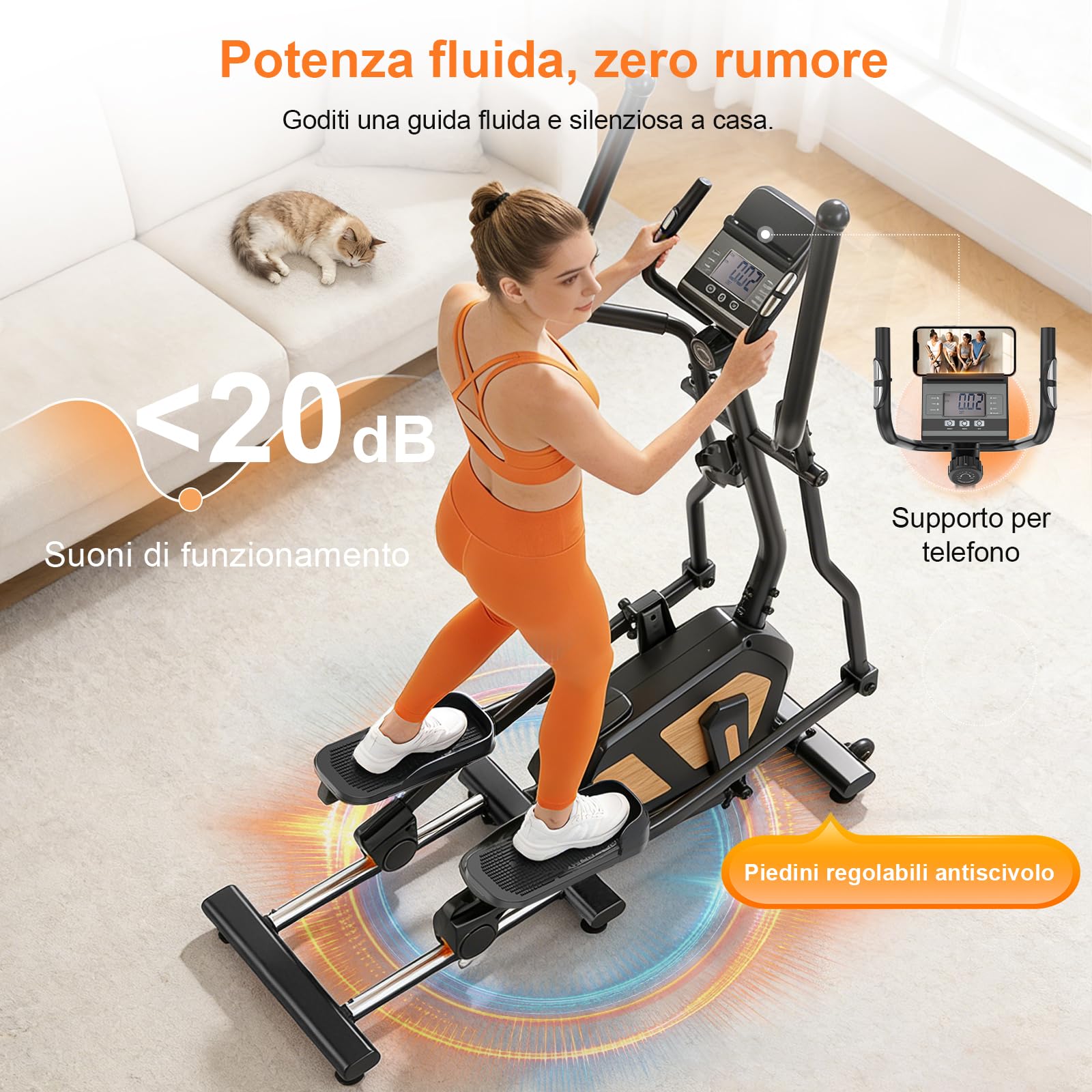 Neezee Ellittica 3 in 1, 16 Livelli di Resistenza, Volano 10 kg per Casa | Ellittica Ultra Silenziosa con App Compatible, Passo da 45cm, Carico 150kg, Sensori di Pulsazioni, Supporto per Dispositivi