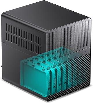 JONSBO N3 Mini-ITX NAS PC Chassis, ITX Computer Case, 8HHD+1-SSDD isk Bays NAS Mini Aluminum with Steel Plate Case, Built-in 2x10cm Fan, Power Support SFX105mm, Support 130mm CPU Cooler