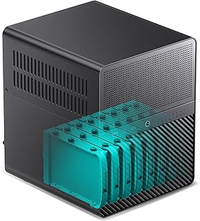 JONSBO N3 Mini-ITX NAS PC Chassis, ITX Computer Case, 8HHD+1-SSDD isk Bays NAS Mini Aluminum with Steel Plate Case, Built-in 2x10cm Fan, Power Support: SFX105mm, Support 130mm CPU Cooler