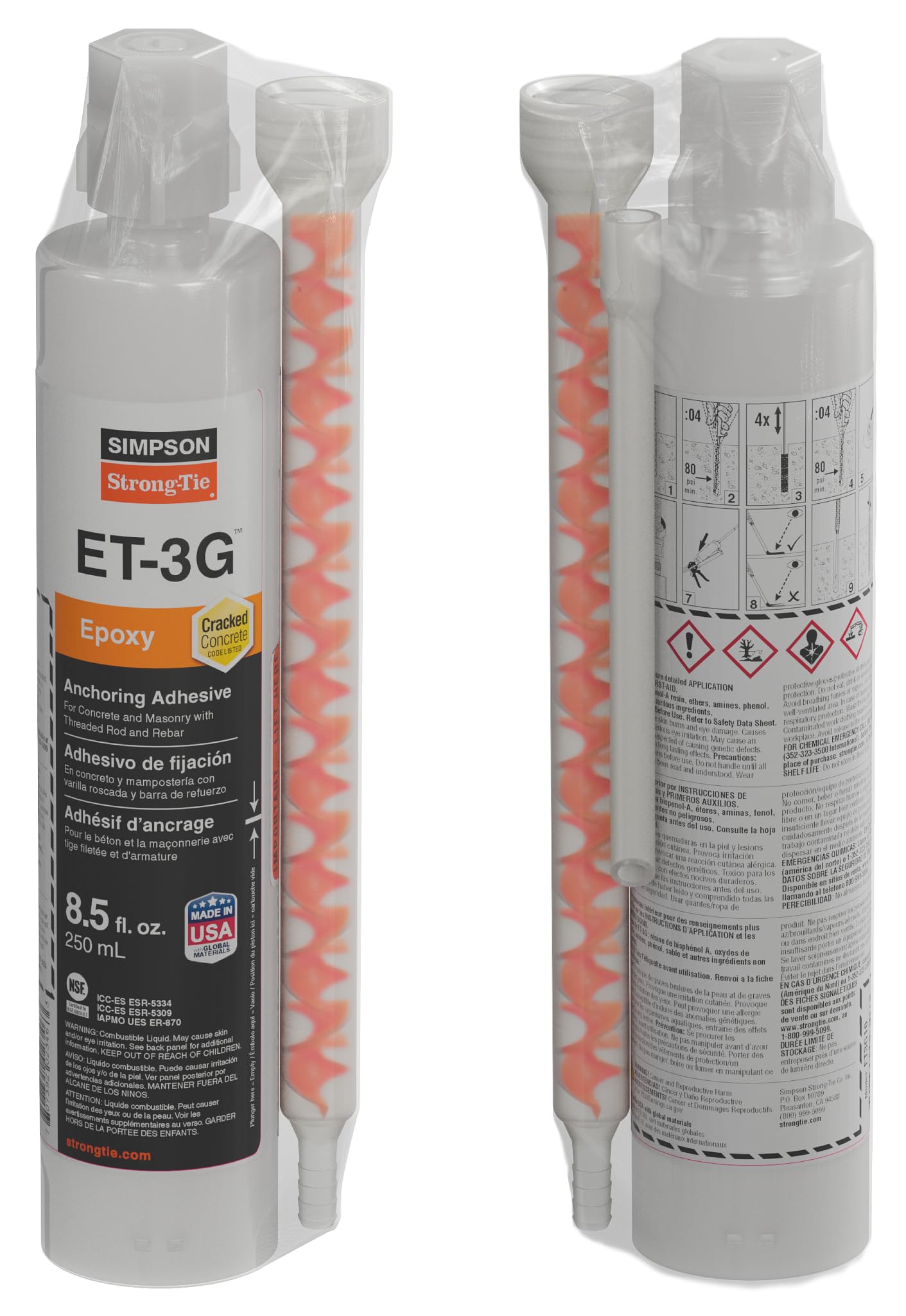 Amazon.com: Simpson Strong-Tie ET3G10 ET-3G 8.5 oz. Epoxy Adhesive