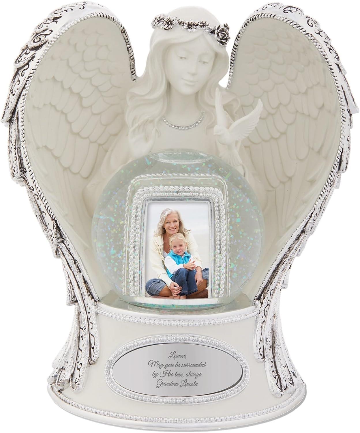 THINGS REMEMBERED Engraved Religous Guardian Angel Musical Snow Globe, Plays Pachelbel's Canon Music, Add Picture, Beautiful and Unique Gift (Free Customization)