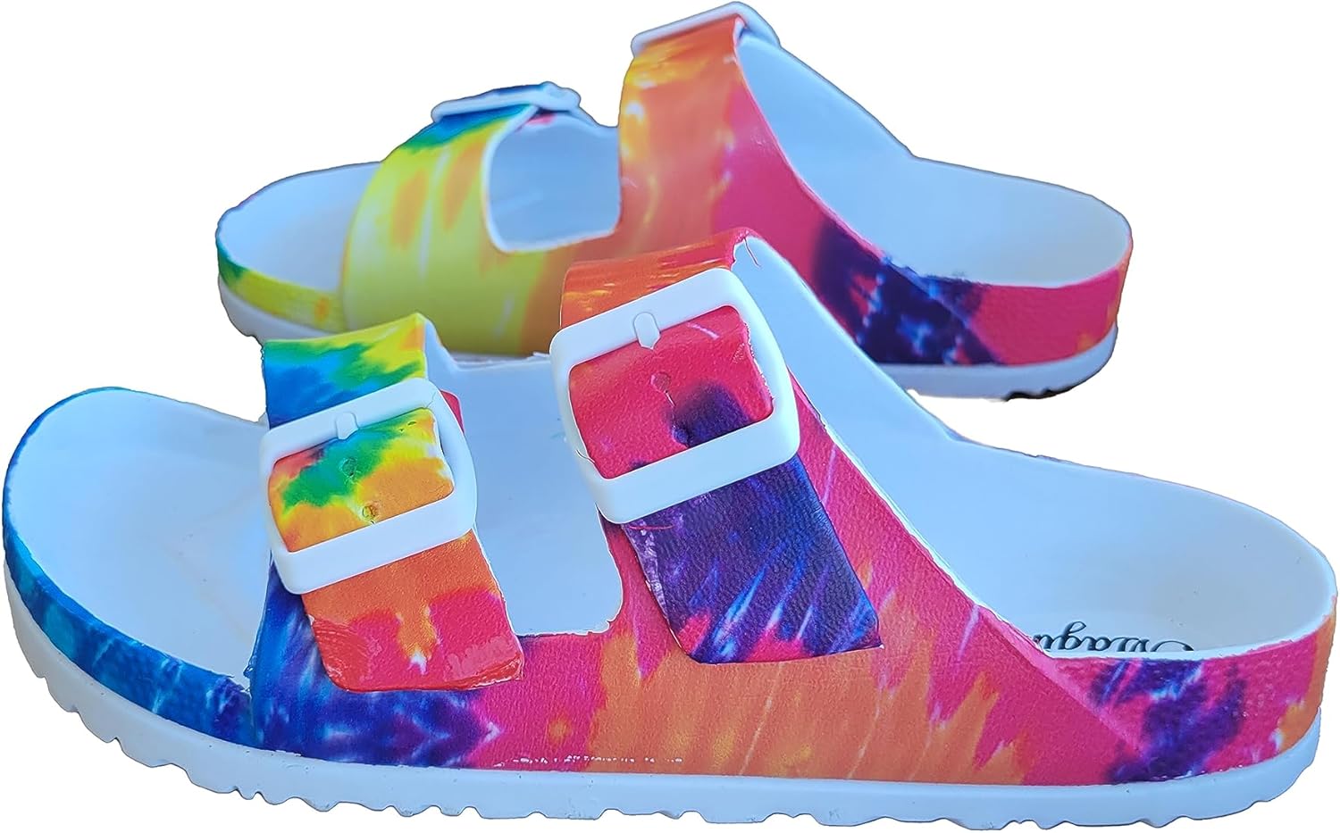 Slides Sandals Adjustable Double Buckle Strap EVA Sandals Flat, All Season Comfortable Light Weight Slides, Indoor and Outdoor Flip-Flops Anti-Slip Sole Waterproof Sandals - Image 3