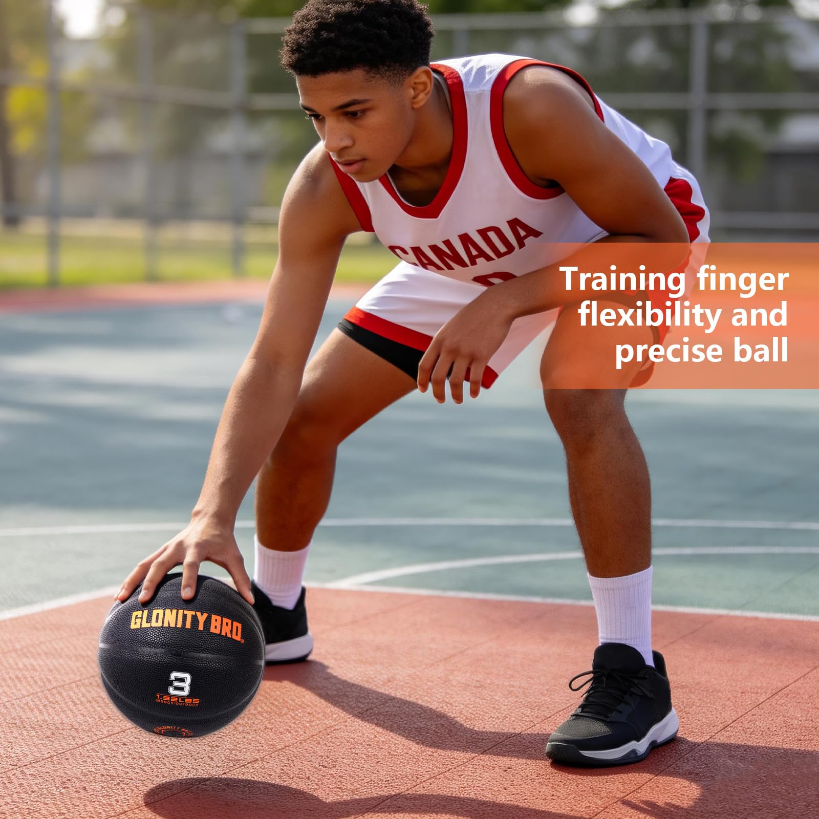 Gewichteter Trainings-Basketball, 56,4 cm, Größe 3, schwarz, kleiner, schwerer Trainingsball, langlebig und verschleißfest, Dribbling-Trainer für drinnen und draußen