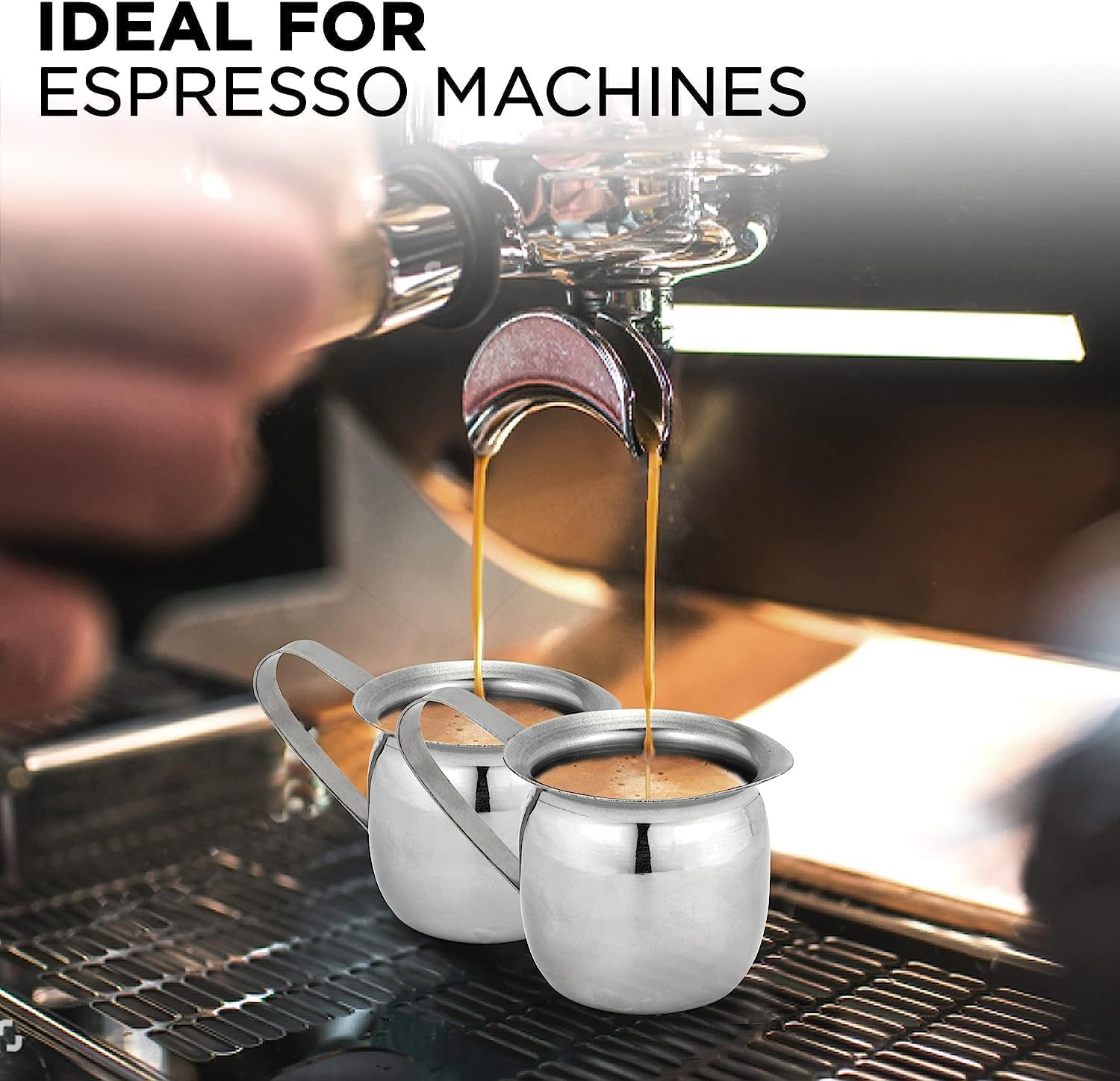 Luminel - Juego de 36 cremas de café de acero inoxidable, jarra de espresso de 3 onzas, jarra de crema de metal, taza de crema, jarra pequeña para verter crema, dispensador de leche de restaurante,