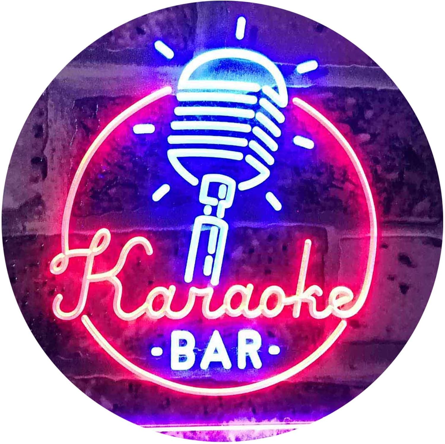 ADVPRO Karaoke Bar Microphone Dual Color LED Neon Sign Blue & Red 24" x 16" st6s64-i2843-br