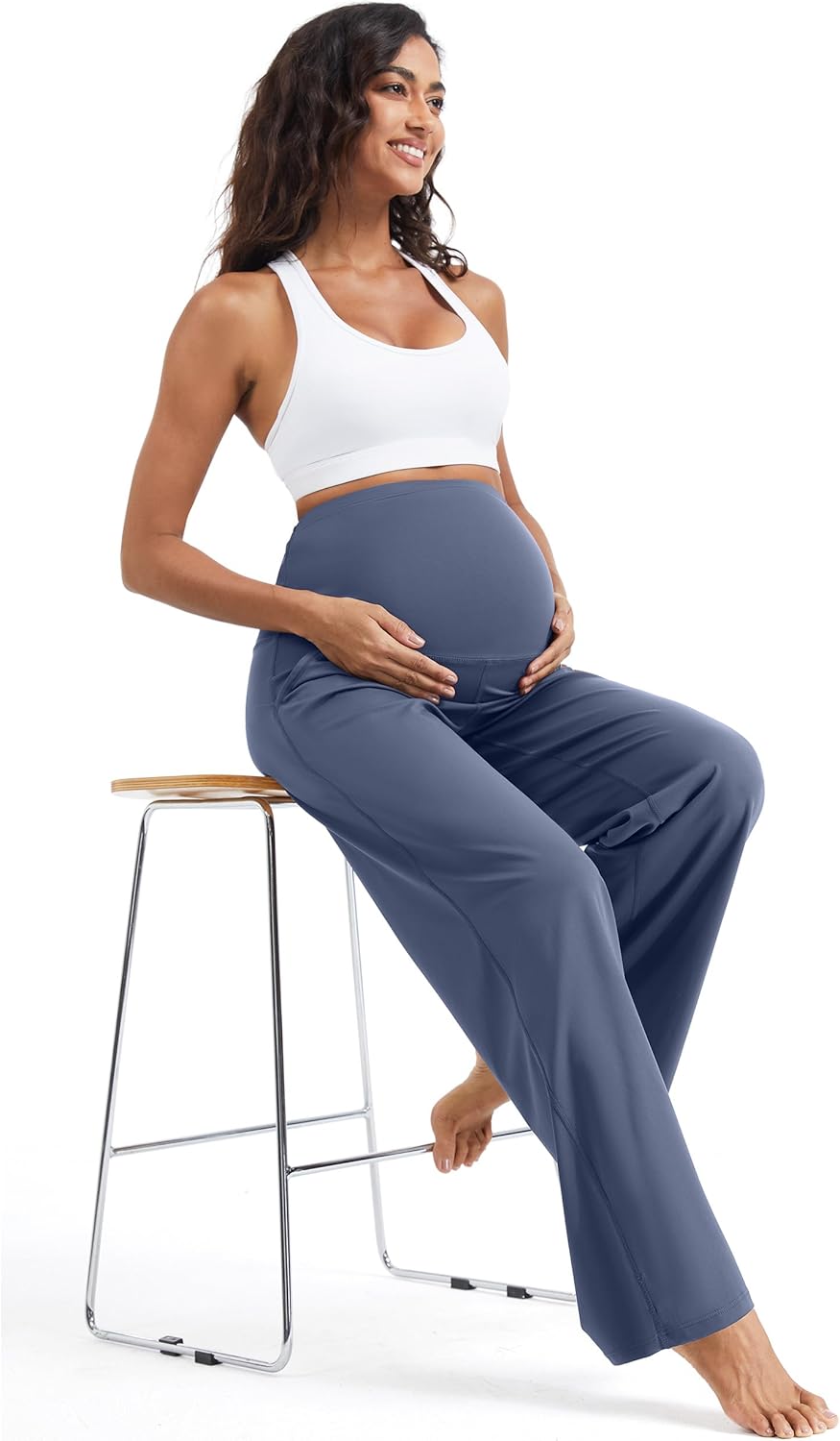 MathCat Womens Maternity Pants Over The Belly Wide Leg Yoga Work Dress Pants Pregnancy Pants Lounge Trousers Stretchy Soft - Image 6
