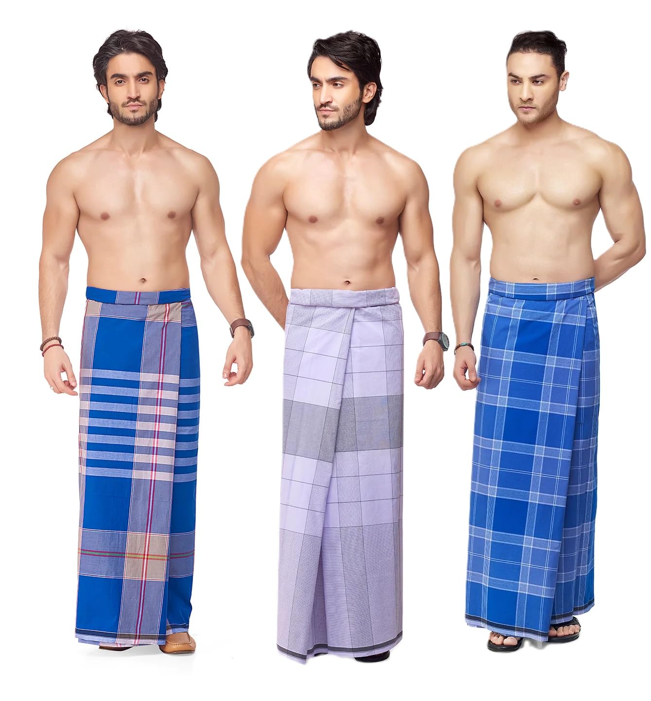 nandu Brand Men's Cotton Stitched Lungi (Pattern May Vary, Multicolour, Free Size) - Pack of 3-picture-13