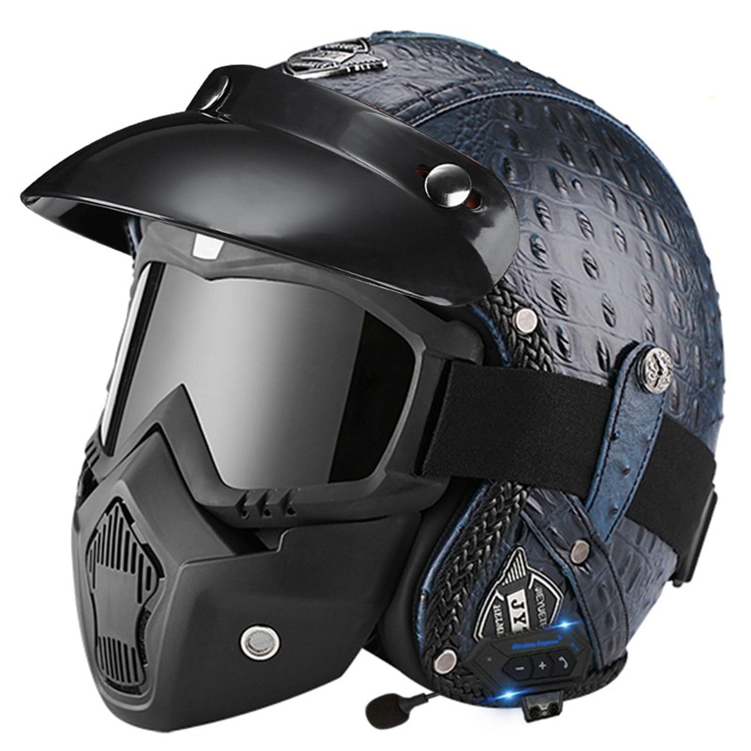Casque moto bluetooth avec lunettes de protection UV pour adulte