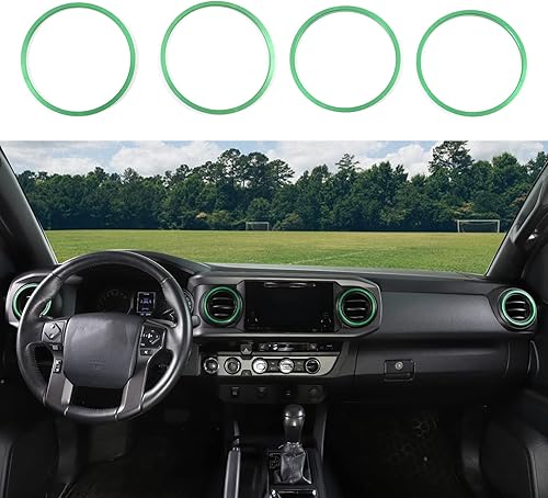 Adhesivos decorativos de anillo exterior de ventilación de salida de CA para consola, compatible con Toyota Tacoma 2016-2021, calcomanías