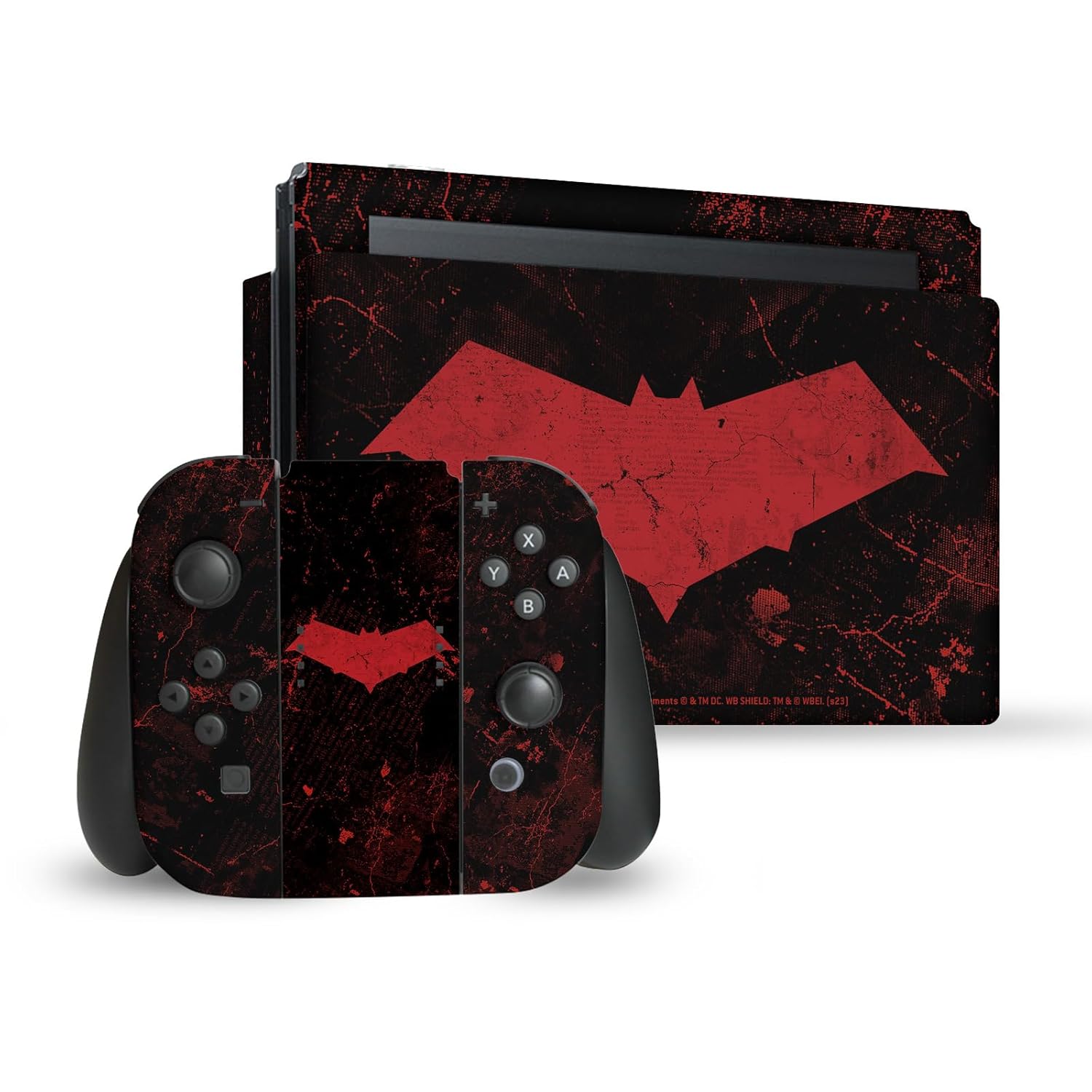 Head Case Designs Officially Licensed Batman DC Comics Red Hood Logos And Comic Book Vinyl Sticker Gaming Skin Decal Cover Compatible With Nintendo Switch Console & Dock & Joy-Con Controller Bundle
