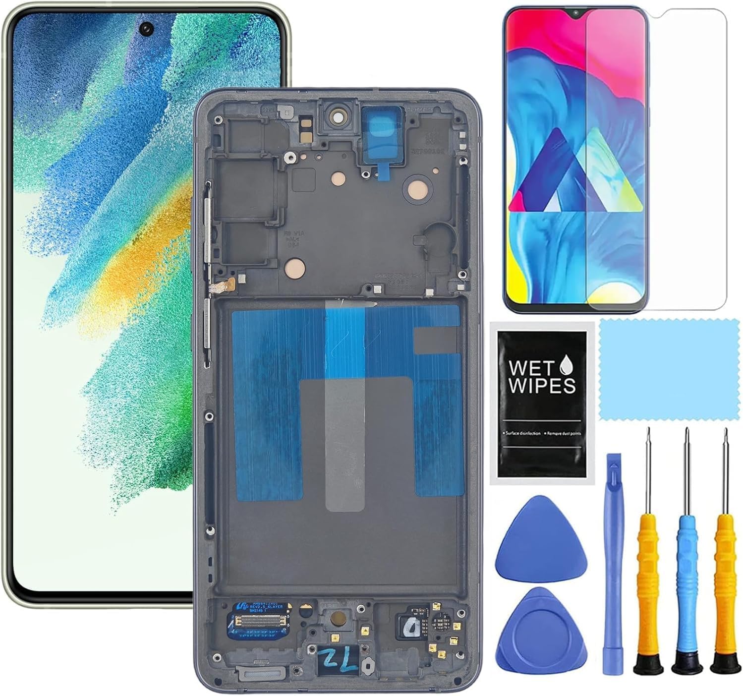 for Samsung Galaxy S21 FE 5G Screen Replacement with Frame for Samsung S21fe Screen Replacement SM-G990u1 G990a G990w LCD Digitizer Display Touch Screen Assembly with Tools 6.4 inch
