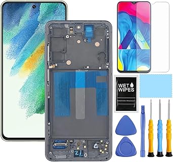 for Samsung Galaxy S21 FE 5G Screen Replacement With Frame | For Samsung S21 fe Screen Replacement kit SM-G990u1 G990a G990w LCD Display Digitizer Touch Screen Assembly