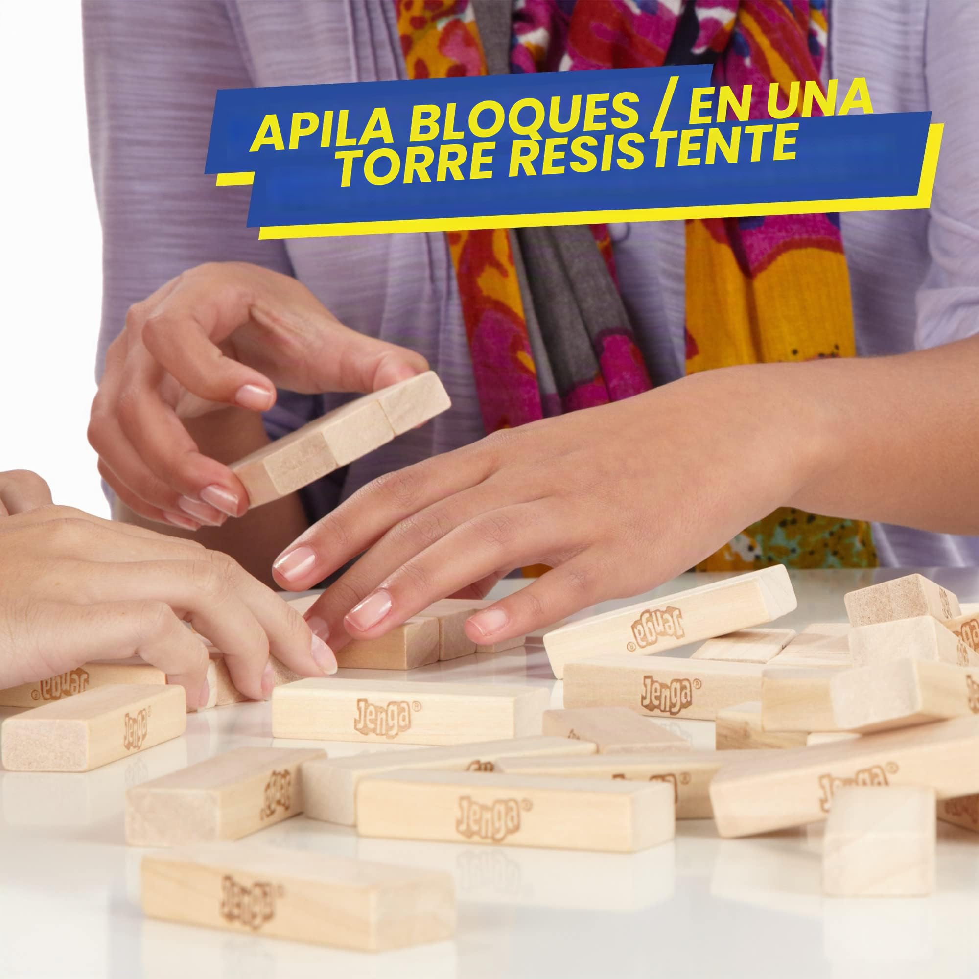 Hasbro Gaming Jenga, Juegos de Mesa para Niños y Niñas de 6 Años o Más, Fiestas con Amigos, Habilidad y Estrategia