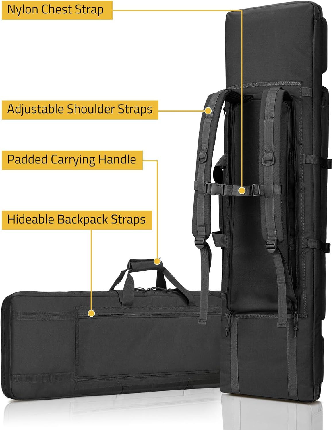 CVLIFE 36" 42" 46" Soft Rifle Case Double Long Gun Bag,with Lockable Zipper and Backpack Strap,Rifle Backpack Rifle Bag Gun Case for Outdoor Hunting Shooting Range - Image 5