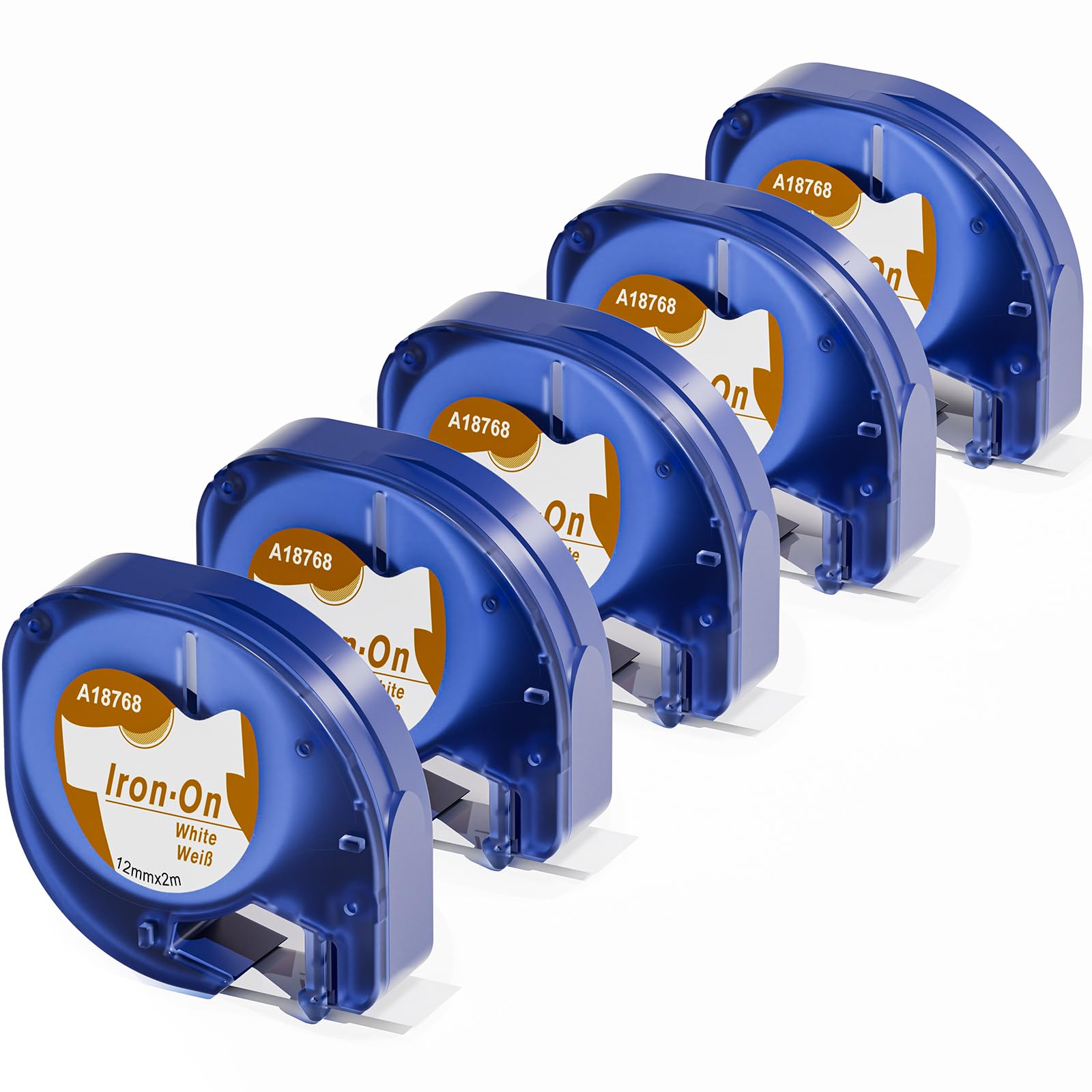 5x Compatible para Dymo LetraTag Etiquetas textiles de adhesión por plancha 12mmx2m, Compatible para Dymo Iron On Cinta de Tela, Etiqueta Ropa Compatible para Dymo Letratag LT100H LT100T XR