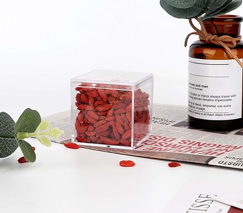 Miniatura 6 de dedoot Cajas de acrílico transparente, cubos cuadrados de plástico, paquete de 4 cajas de almacenamiento de plástico pequeñas con tapa, 2.2 x 2.2 x