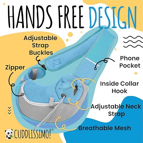 Vista 52 de Transportador de eslingas para mascotas, perro pequeño, gato, bolso portamascotas, seguro, reversible, cómodo, lavable a máquina, bolsa ajustable