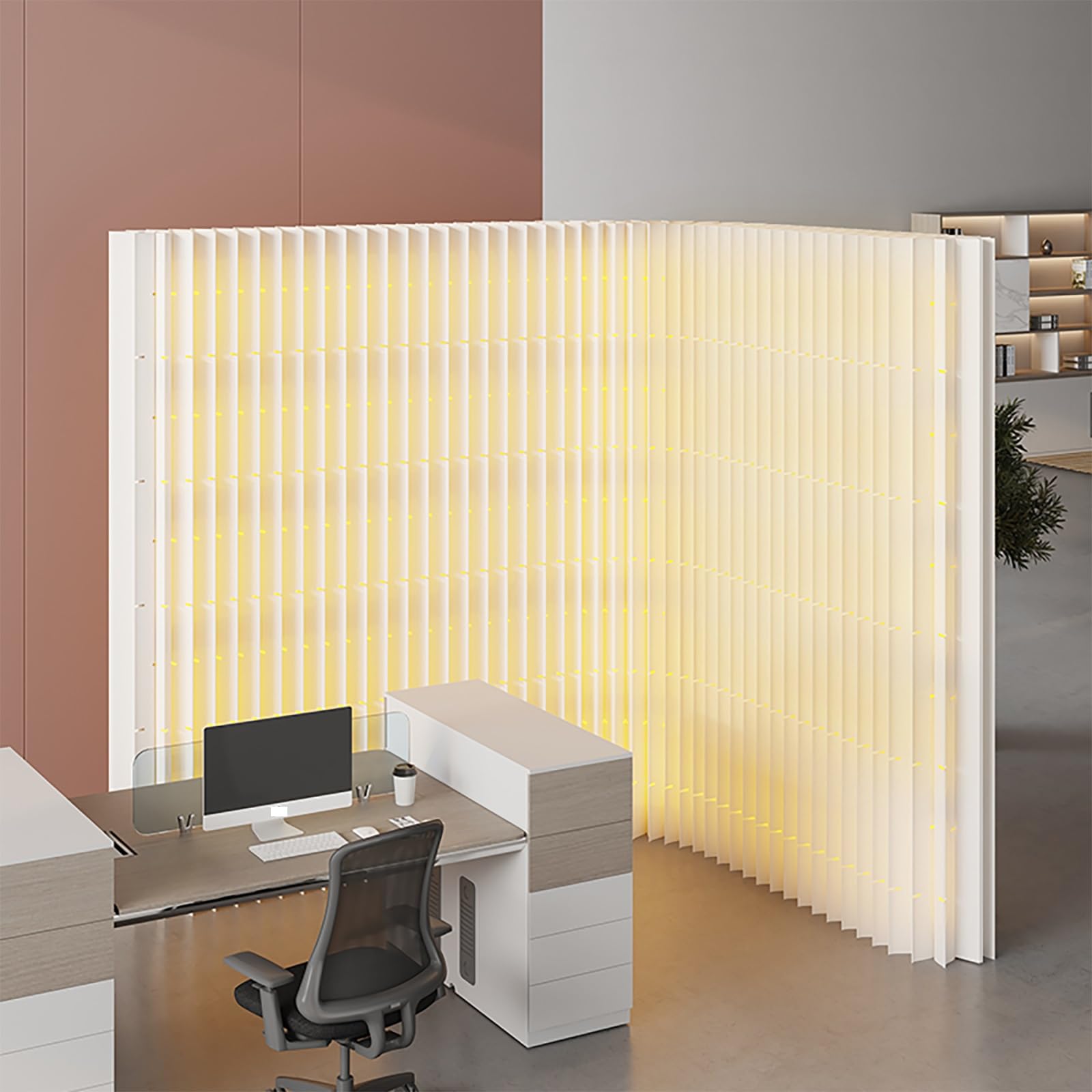 Separador de ambientes plegable con luces LED, pantalla de privacidad plegable, división de espacio ajustable para el hogar, oficina, estudio