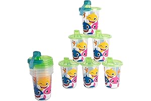 10 Ct. Reusable Pinkfong Baby Shark Kid's Party Sippy Cups with Travel Caps