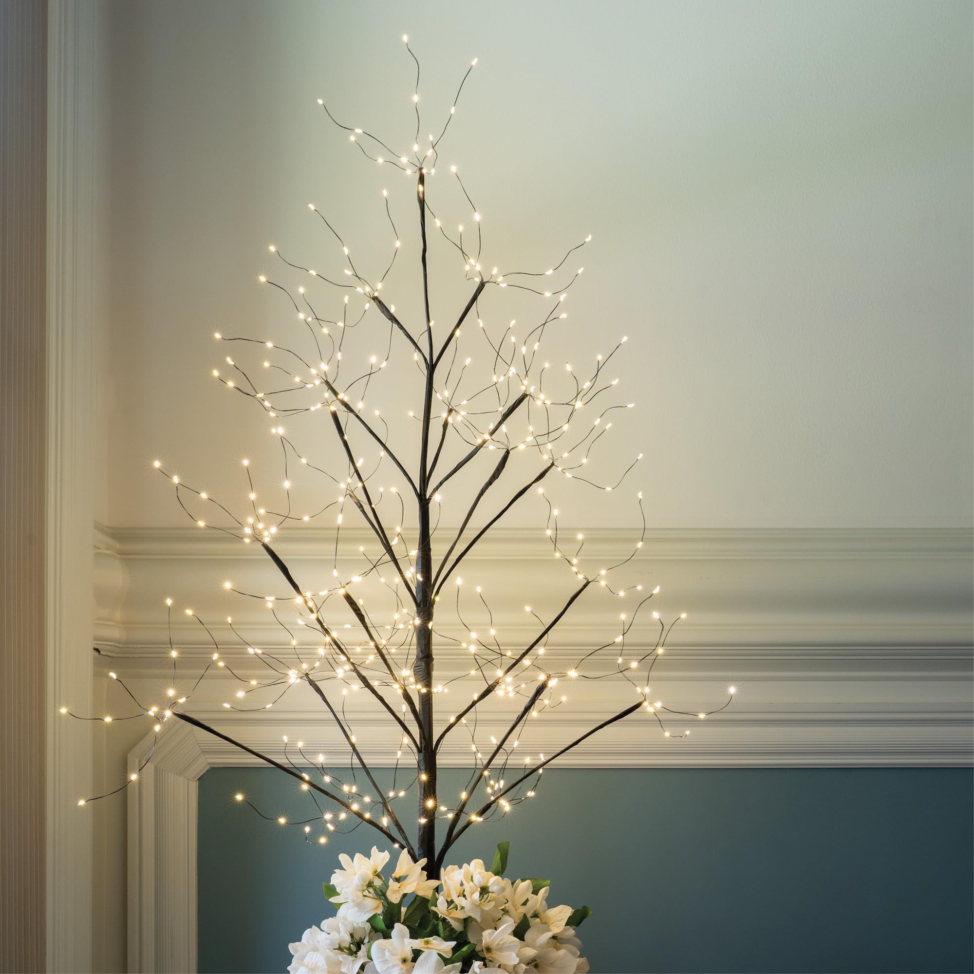 4 Ft Black Fairy Light Tree Artificial Tree Bedrom Décor Black Home Decor, 390 Warm White LED Lights