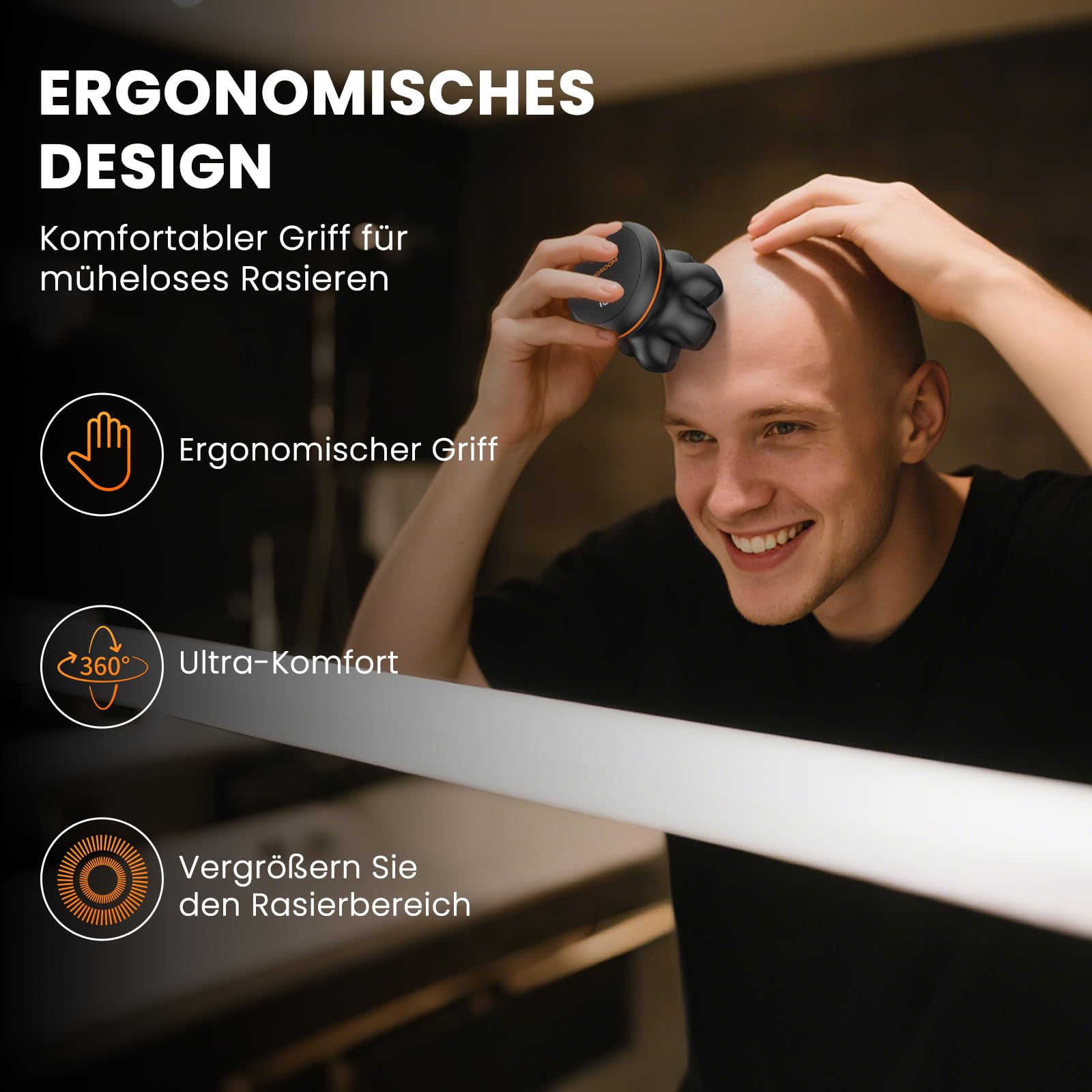MAXGROOM Glatzen Rasierer Herren, Upgrade-7D Kopfrasierer Glatze, IPX6 Wasserdicht Glatzenrasierer, mit Magnetische Schwebender Kopf & LED-Anzeige, Ideal für Reise und Haushalt, USB-C Aufladung