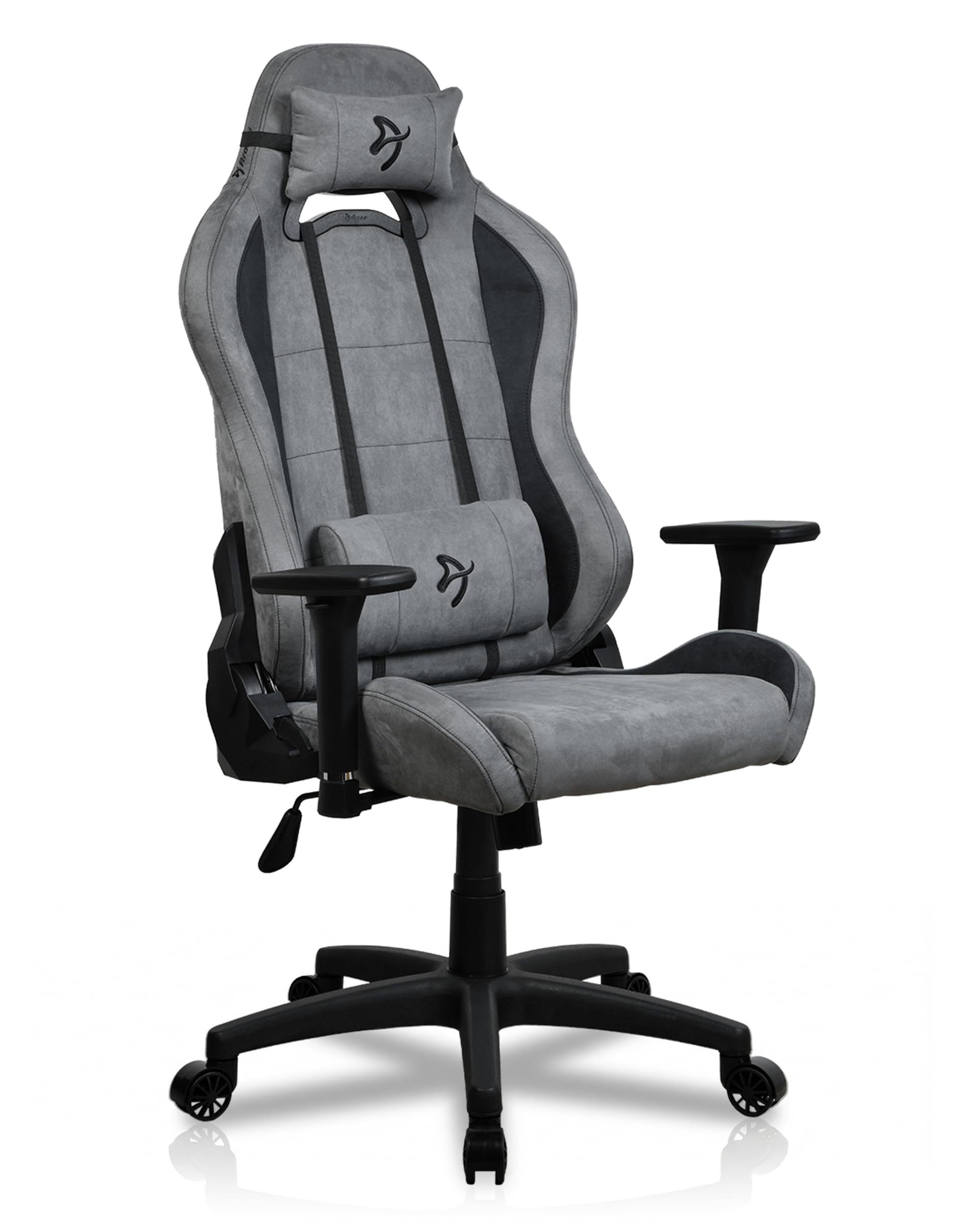 Arozzi Torretta Super Soft Upholstery Fabric Gaming Chair, Breathable Fluid-Repellent Ergonomic Office Chair with Adjustable Height, 3D Armrest &amp; 2 Supportive Pillows (Anthracite)
