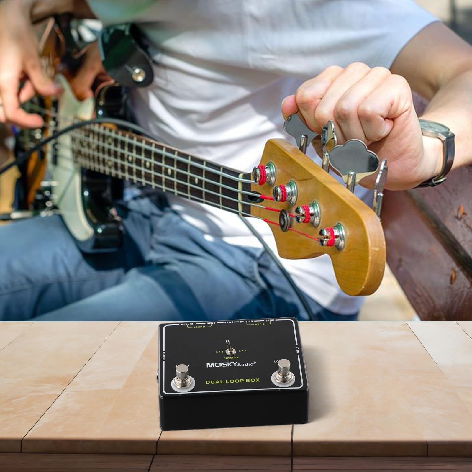 Effekt Looper Pedal für Gitarre mit Tuner Ausgang Schwarz